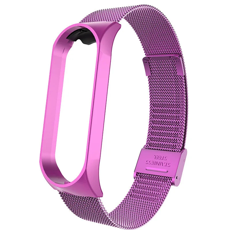 Metal Strap for Xiaomi Mi Band 3 4 5 6 7 – Stainless Steel Smartwatch Band Axl Purple For Mi Band 7