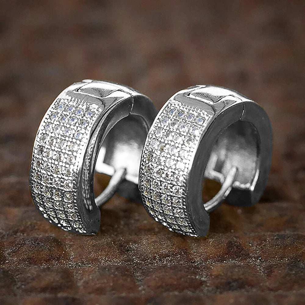Huitan Unisex Round Hoop Earrings – White Cubic Zirconia Hoop Earrings Axl