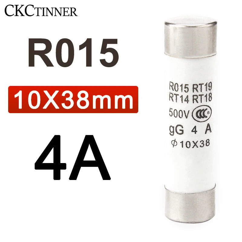 10Pcs Ceramic Fast-Blow Fuse 10x38mm 500V RO15 RT14 RT18 Ceramic Fuse Axl 4A 10PCS