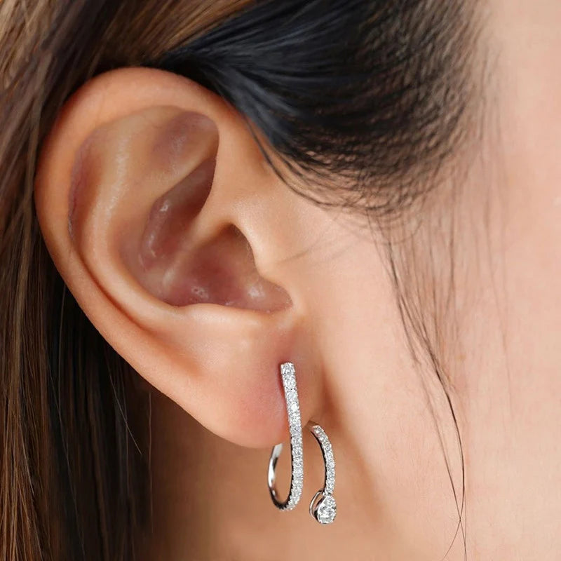 Huitan Bridal CZ Stud Earrings – Silver Cubic Zirconia Women CZ Stud Earrings Axl