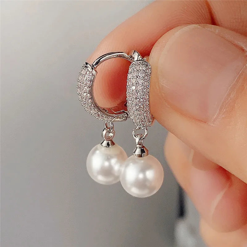 Huitan Simulated Pearl Dangle Earrings – Elegant Drop Earrings Pearl Drop Earrings Axl