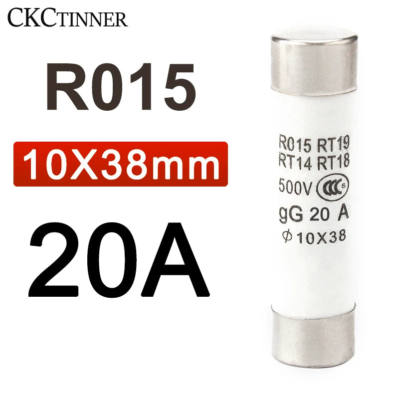 10Pcs Ceramic Fast-Blow Fuse 10x38mm 500V RO15 RT14 RT18 Ceramic Fuse Axl 20A 10PCS