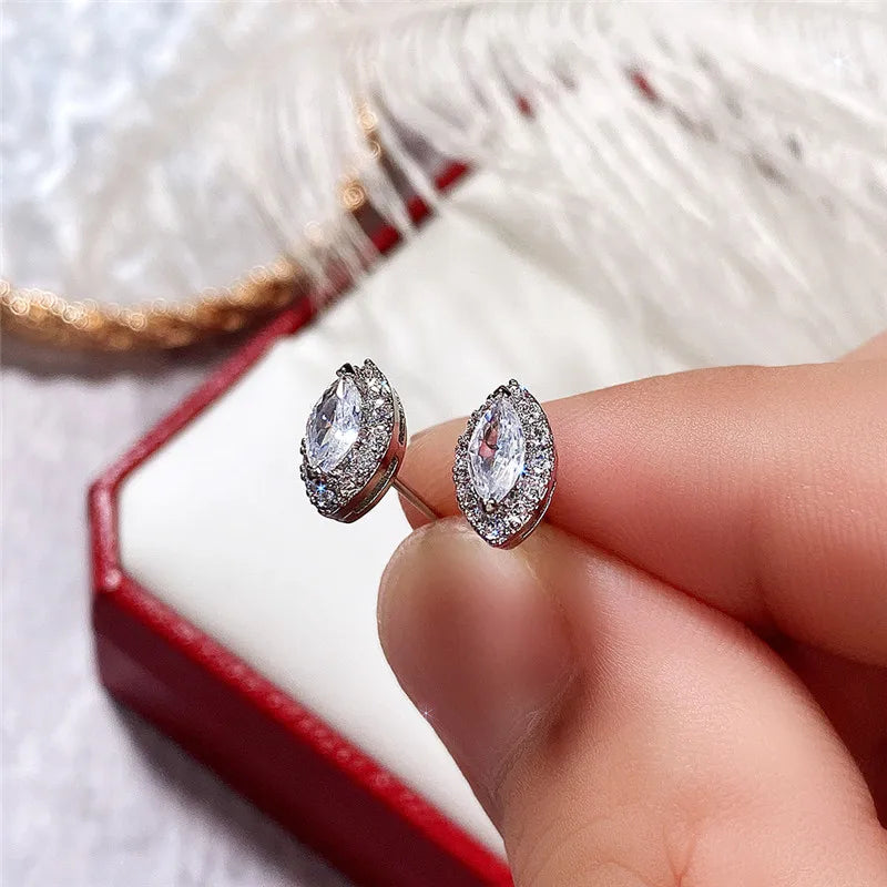 Huitan Marquise Cubic Zirconia Stud Earrings – Bridal & Daily Stud Earrings Axl