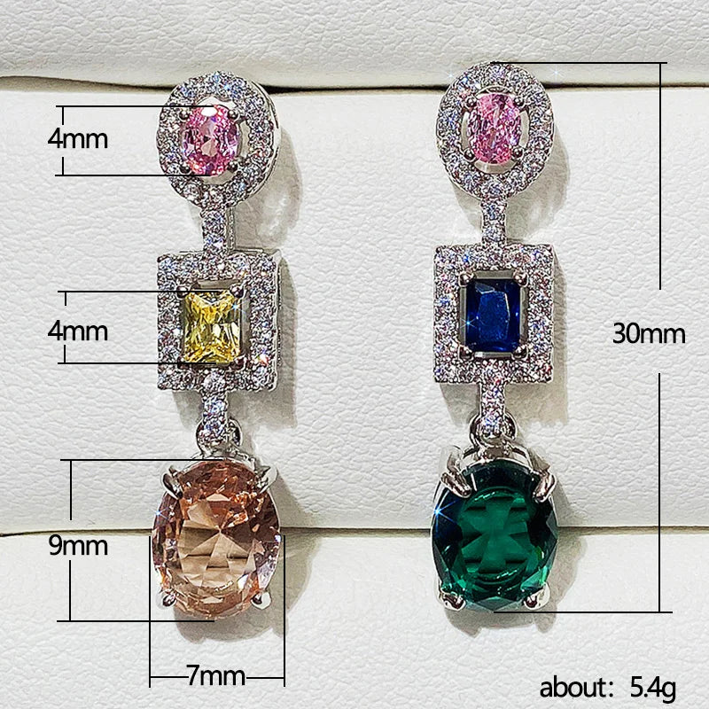 Huitan Multicolored CZ Dangle Earrings – Drop Earrings for Women Dangle Drop Earrings Axl