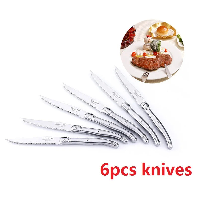 Laguiole Steak Knife Set 4–10 Pcs | Stainless Steel Serrated Blades Steak Knife Set Axl 6pcs knives