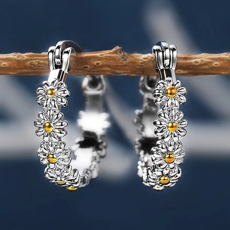 Huitan Daisy Hoop Earrings – Bridal & Everyday Jewelry Hoop Earrings Axl