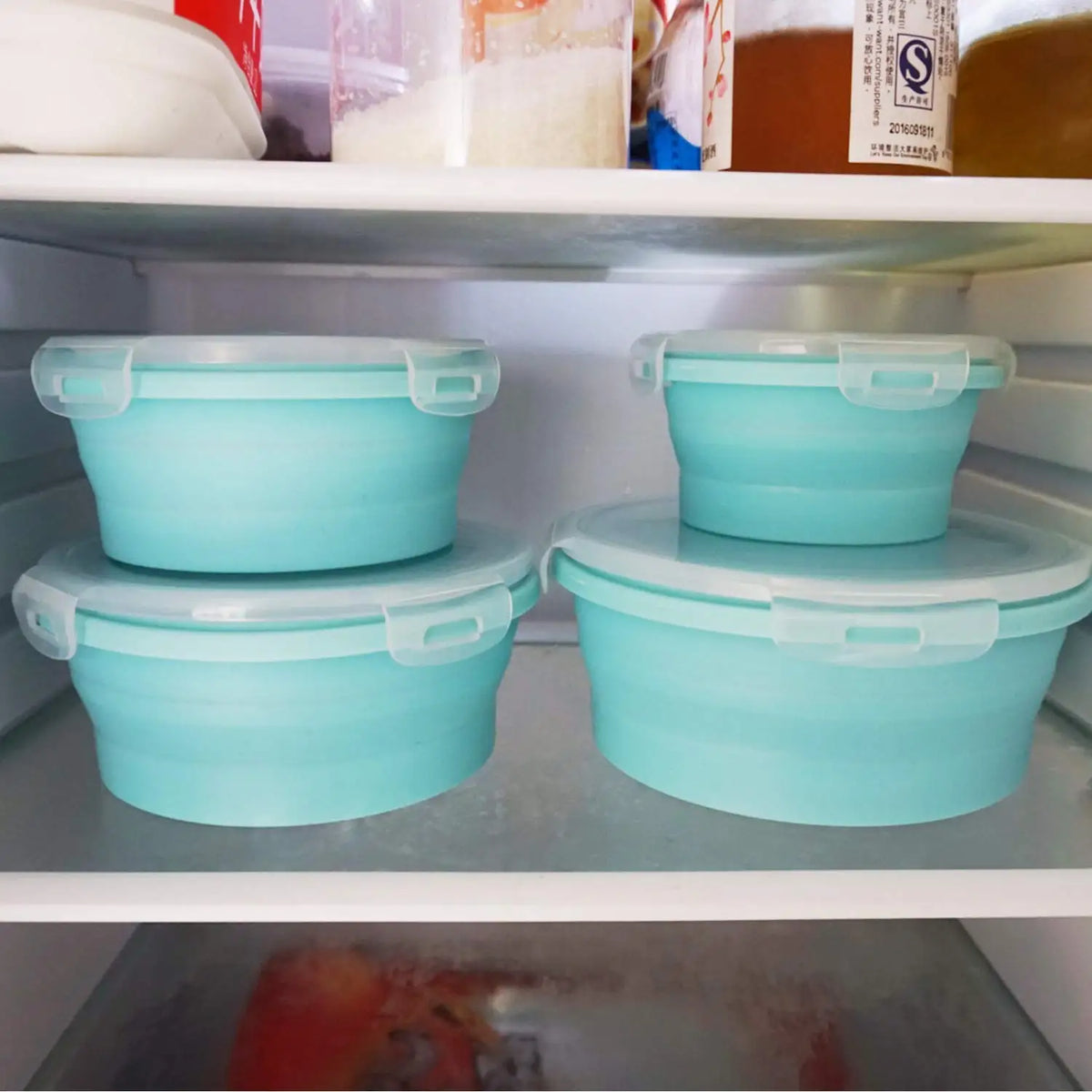 Silicone Collapsible Lunch Box Set | 4 Microwave-Safe Folding Bowls Collapsible Food Container Axl