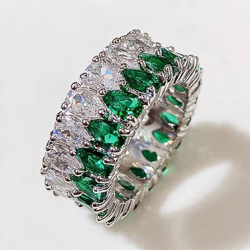Huitan Women's Colorful CZ Eternity Ring – Brass & Cubic Zirconia Fashion Ring Axl F1216 6