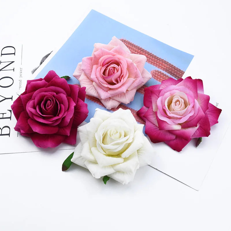 30/50 Pc Silk Artificial Rose Heads for Wedding & Home Decor Artificial Silk Flowers Axl