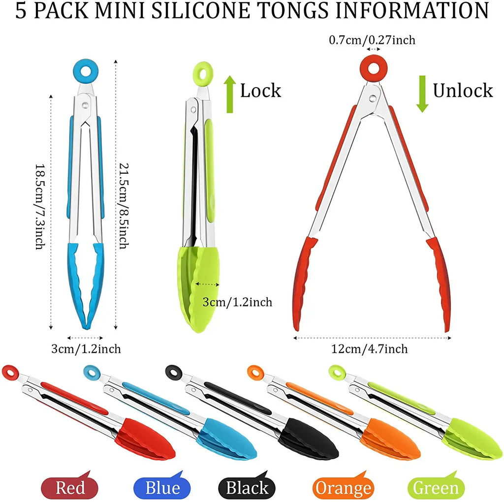 Silicone Kitchen Tongs Set – 7, 9 & 12 Inch BBQ Cooking Tongs Kitchen Cooking Tongs Axl