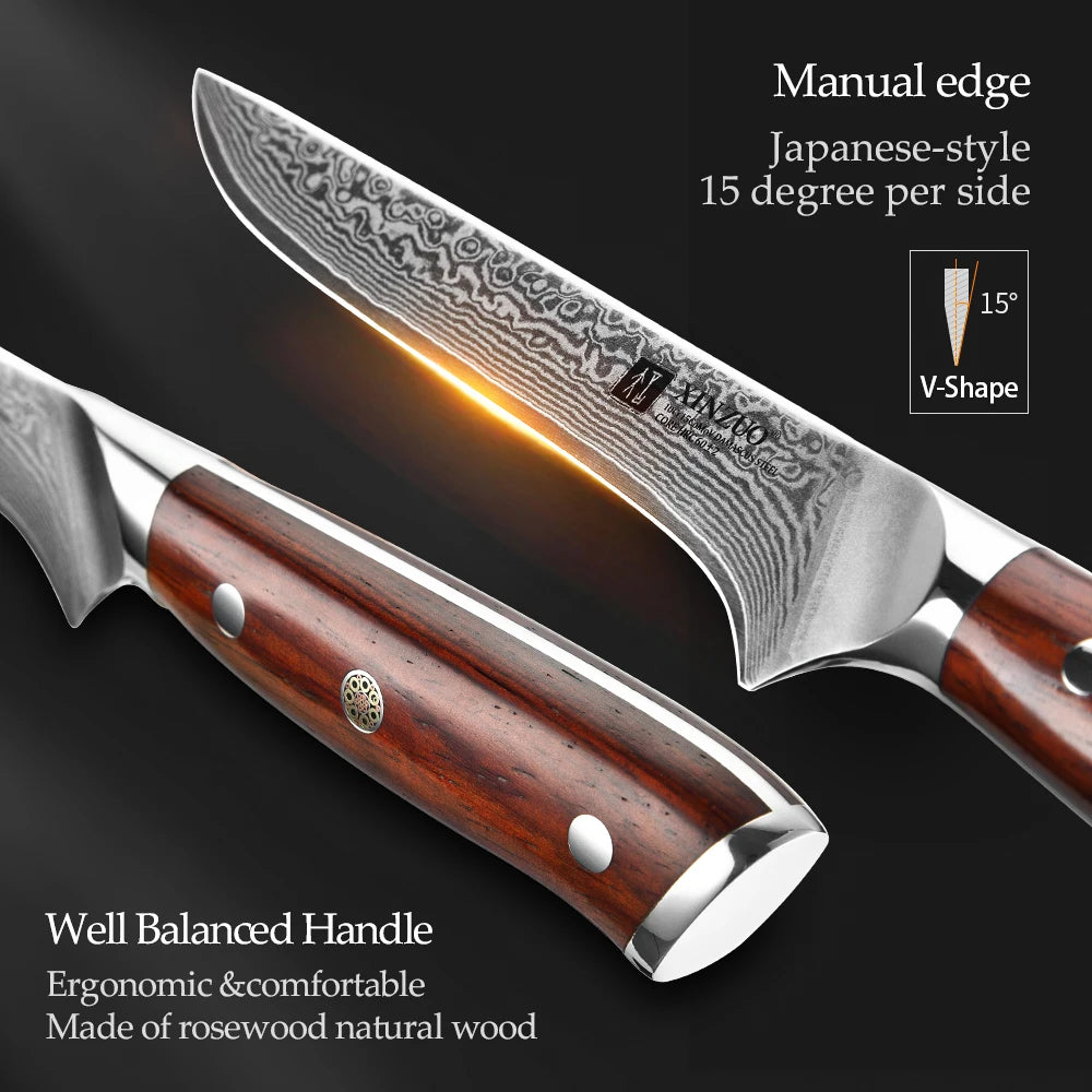 XINZUO 6" Damascus Steel Boning Knife – Rosewood Handle Damascus Boning Knife Axl