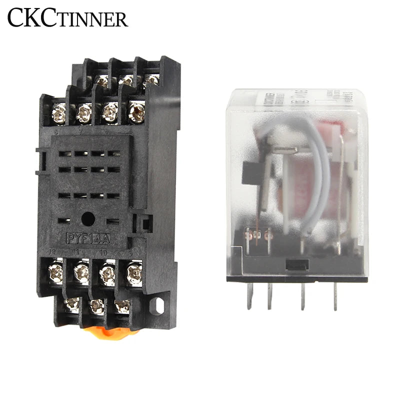 HH54P MY4NJ Plug-In Relay + PYF14A Socket 14-Pin 4PDT 5A Plug-In Relay Axl