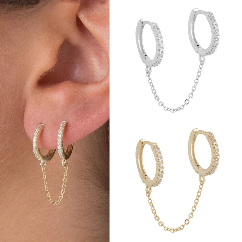 Huitan Mini Circle Link CZ Hoop Earrings – Women's Fashion Hoop Earrings Axl
