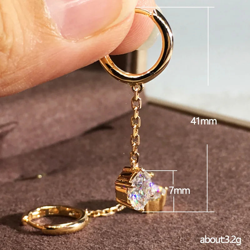Huitan Chain Dangle Earrings – 6-Claw Cubic Zirconia Women Dangle Earrings Axl