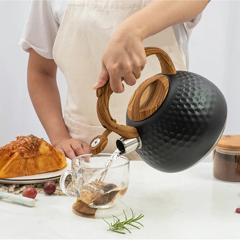 KEMORELA 3L Stainless Steel Whistling Kettle | Hammer Pattern Stovetop Whistling Kettle Axl