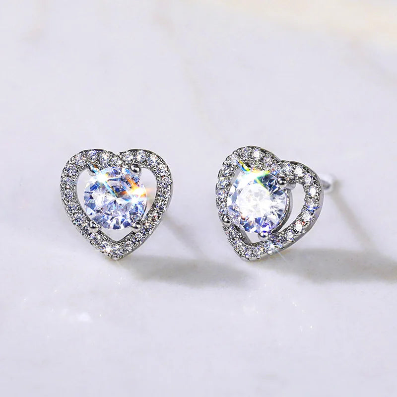 Huitan Cubic Zirconia Stud Earrings – Geometric Fashion Jewelry Stud Earrings Axl E784 WHITE