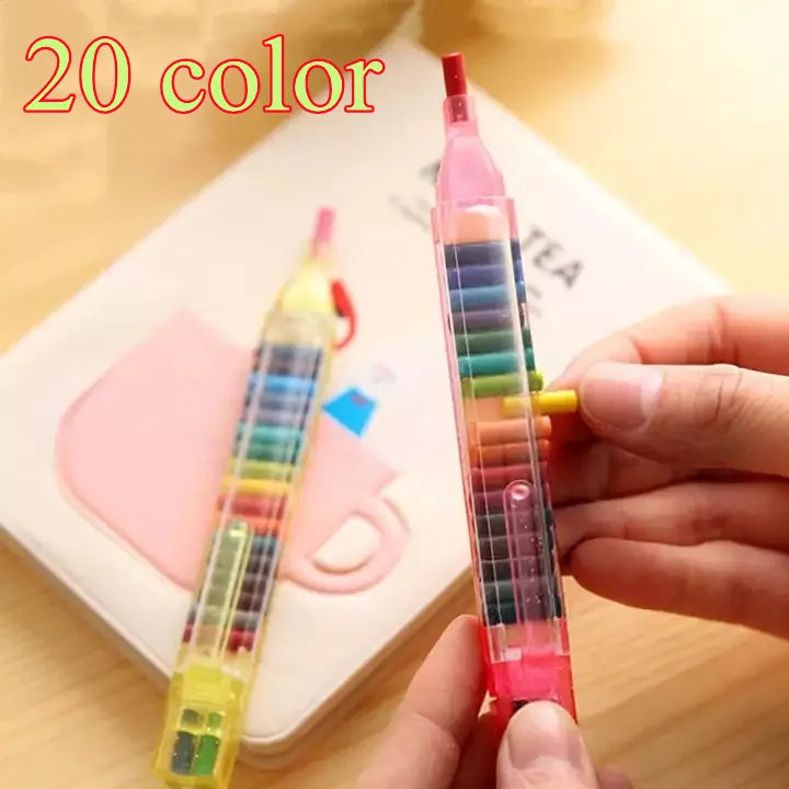 20-Color Non-Toxic Kids Crayon Set – Drawing & Art Pastels Kids Crayon Set Axl
