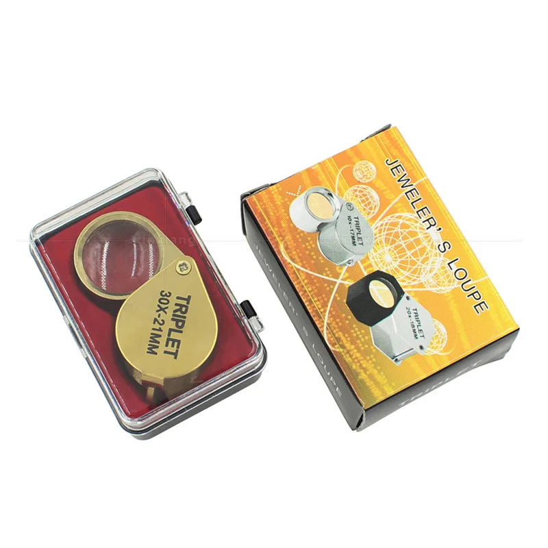 30X Folding Jeweler Loupe – Pocket Magnifying Glass Gold Jeweler Loupe Axl