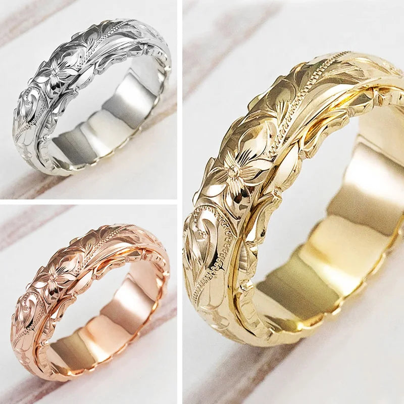 Huitan Carved Women's Engagement Ring | Sizes 6–12 Fashion Engagement Ring Axl