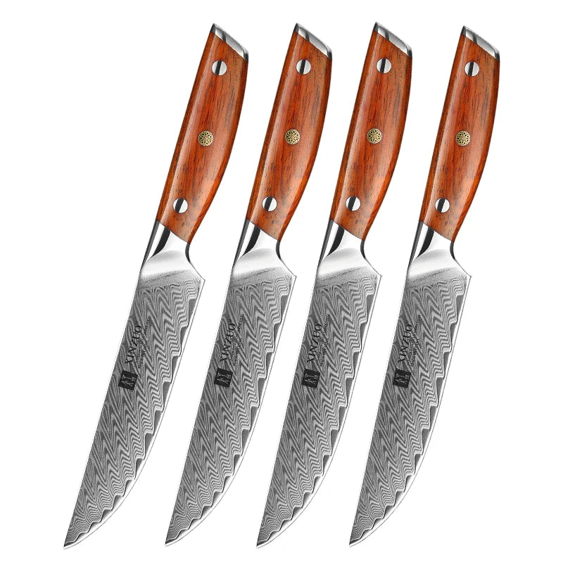XINZUO 5" Damascus VG10 Steak Knife – Rosewood Handle Damascus Steak Knife Axl 4PCS China Mainland