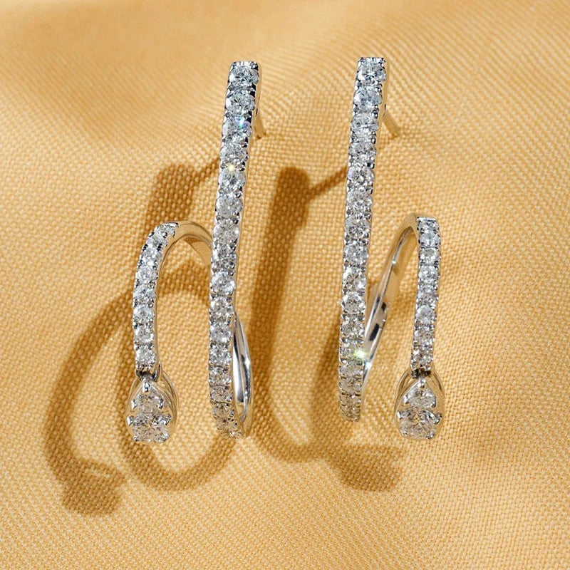 Huitan Bridal CZ Stud Earrings – Silver Cubic Zirconia Women CZ Stud Earrings Axl