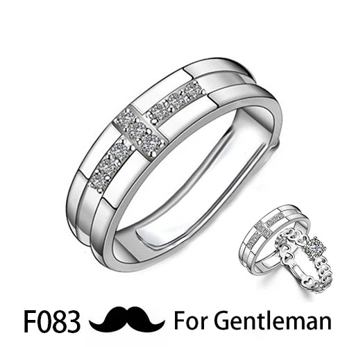 Huitan His King Her Queen Engraved Couple Ring – CZ Wedding Band Couple Wedding Ring Axl F083 Men Silver Plated resizable