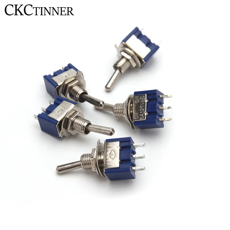 MTS-102 SPDT Toggle Switch 6A 125V 6mm 3-Pin | 5 or 10 Pack Toggle Switch Axl