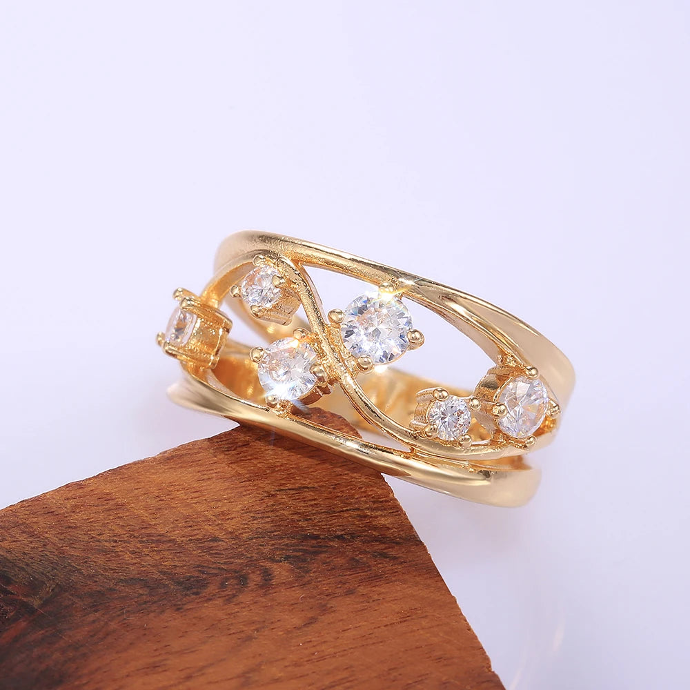 Huitan Hollow Band Ring – Cubic Zirconia Women's Fashion Ring Fashion Ring Axl