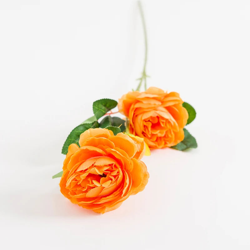 Long Stem Silk Artificial Rose Bouquet – 5 or 10 Pcs Artificial Flower Bouquet Axl Orange 10pcs