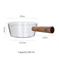 KEMORELA Glass Milk Pot Wooden Handle – 400ml/600ml Saucepan Glass Saucepan Axl 600ML 0-1000ml