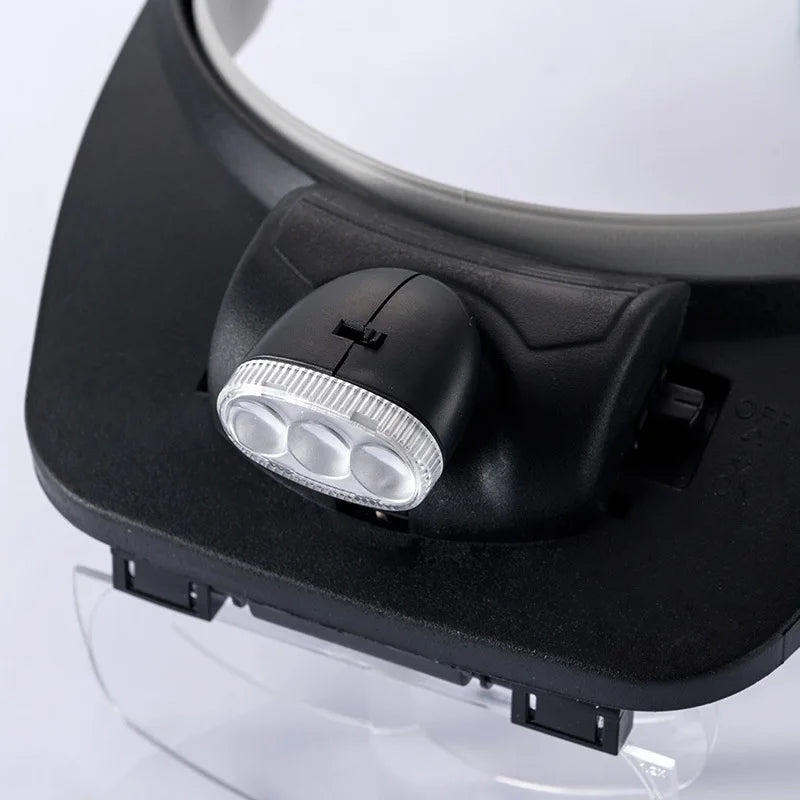 LED Headband Magnifier with Interchangeable Lenses | Jeweler Loupe Headband Magnifier Axl