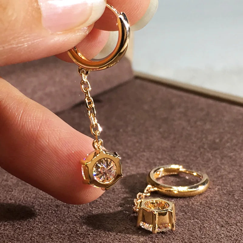 Huitan Chain Dangle Earrings – 6-Claw Cubic Zirconia Women Dangle Earrings Axl