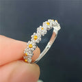 Huitan Daisy Ring for Women – Brass Floral Wedding Band Fashion Ring Axl F1190 6