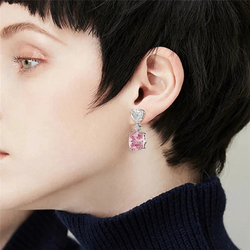 Huitan Heart Dangle Earrings – CZ Drop Earrings for Women Drop Dangle Earrings Axl