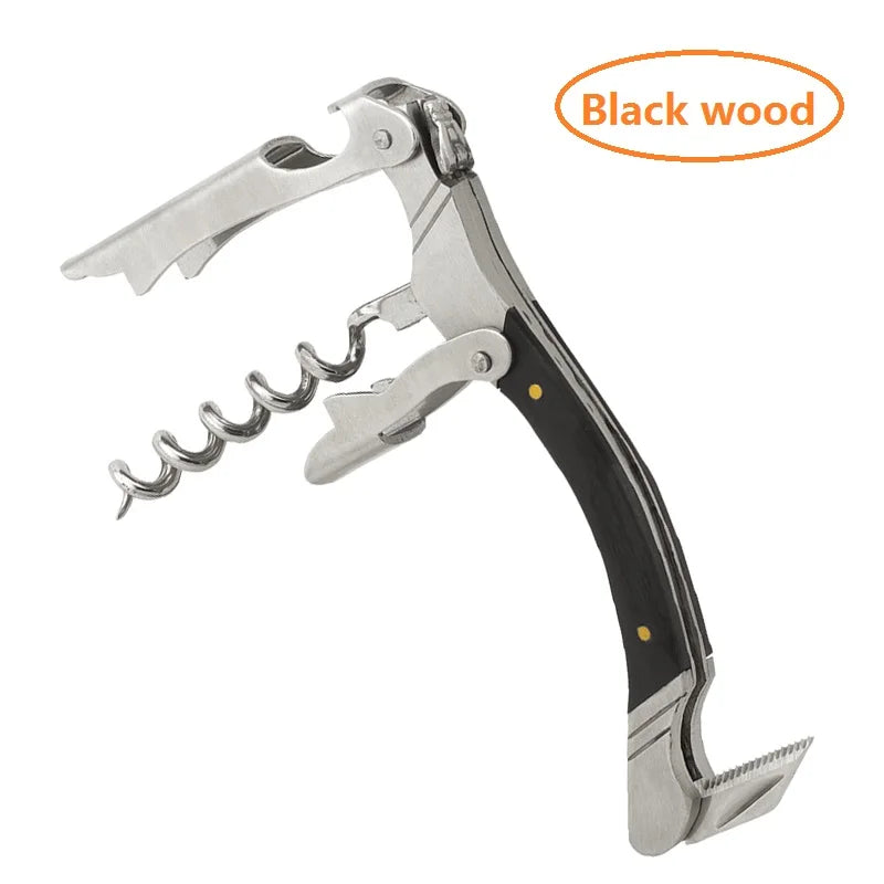 Folding Wine Corkscrew – Wood Handle Stainless Steel Opener Wine Corkscrew Opener Axl Black wood