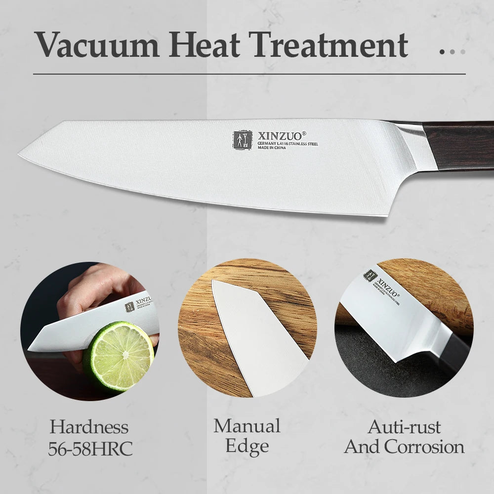 XINZUO 5" Utility Knife German Steel & Ebony Handle | RUI Utility Kitchen Knife Axl