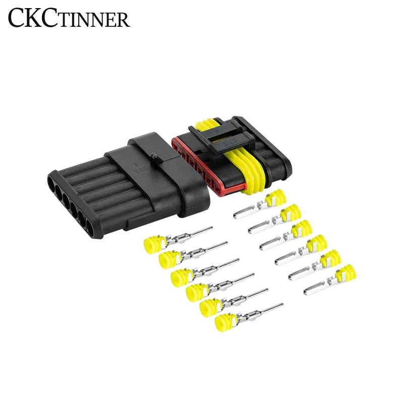 5-Pack Waterproof Automotive Wire Connectors – Male & Female Plug Automotive Wire Connector Axl 6P Without line