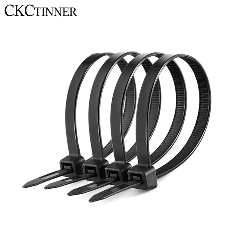 100PCS Nylon Cable Ties Self-Locking Black Zip Tie Organiser Nylon Cable Ties Axl
