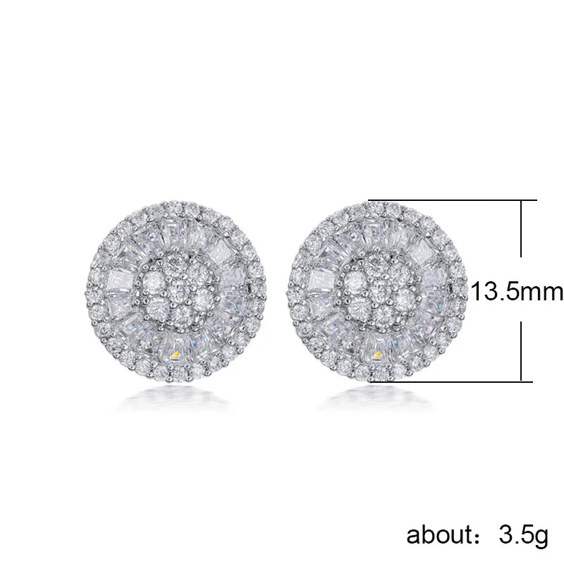 Huitan Round CZ Stud Earrings – Cubic Zirconia Women's Studs CZ Stud Earrings Axl