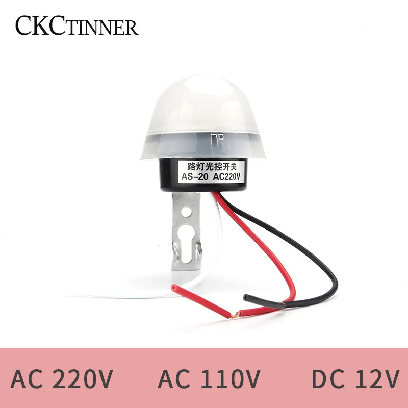 AS-20 Photocell Light Switch – Auto Dusk-to-Dawn, 110V/220V/DC12V Photocell Sensor Switch Axl DC 12V