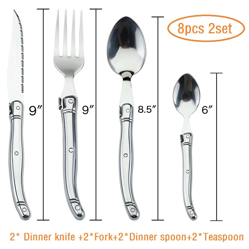 Laguiole Stainless Steel Cutlery Set – 4–24 Piece Silverware Cutlery Set Axl 8pcs 2 set China Mainland