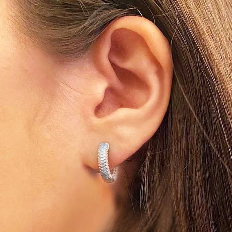 Huitan Cubic Zirconia Hoop Earrings | Bridal & Daily Wear Hoop Earrings Axl