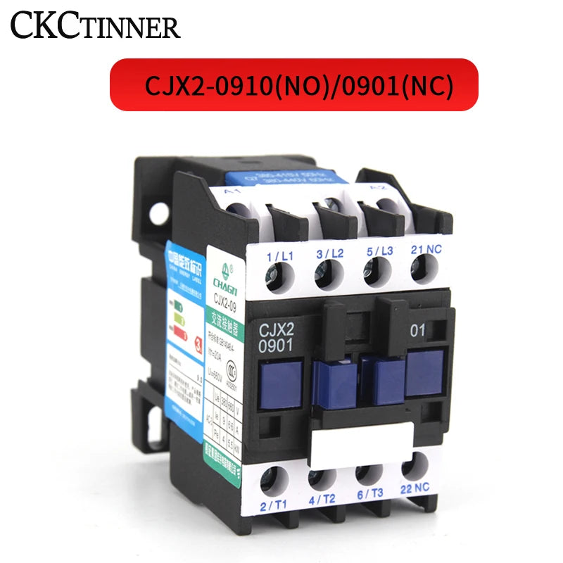 CJX2 9A AC Contactor 3P+1NO DIN Rail Mount 24V–380V AC Contactor Axl