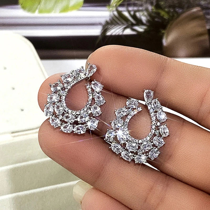 Huitan CZ Crystal Stud Earrings – Bridal, Party & Daily Wear Crystal Stud Earrings Axl E1197