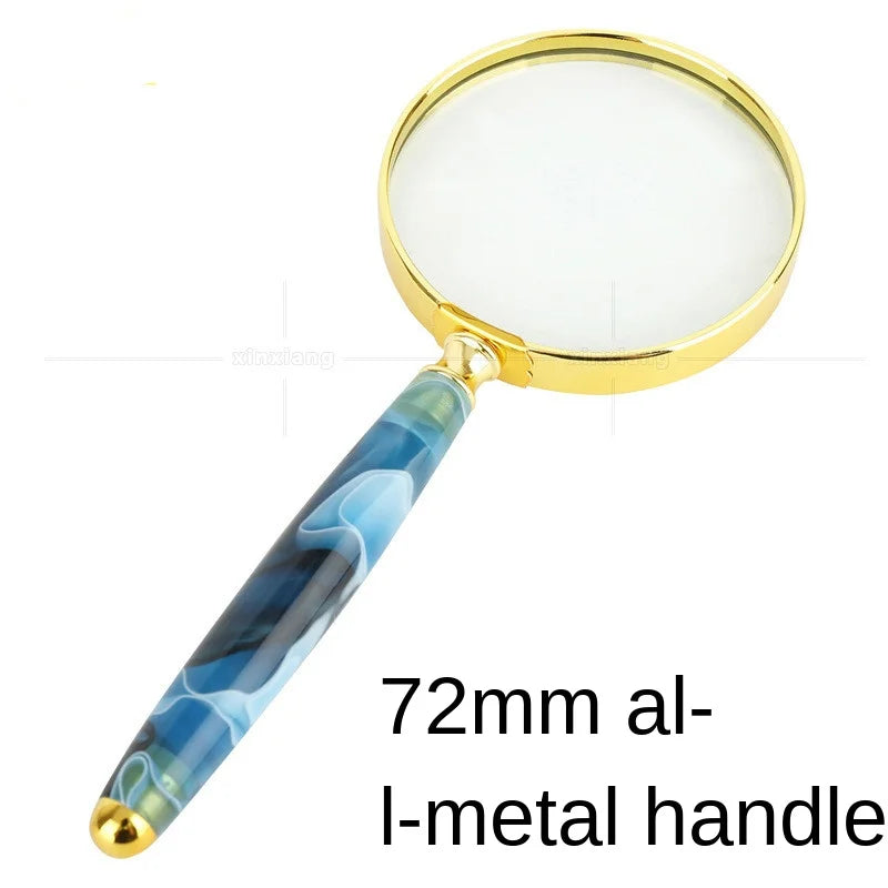 10x LED Handheld Magnifying Glass – Jade Handle & Gold Frame LED Handheld Magnifier Axl 80mm