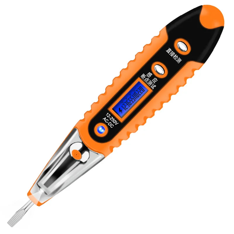 Digital Voltage Tester Pen AC/DC 12-250V LCD | CKCTINNER Voltage Tester Pen Axl orange