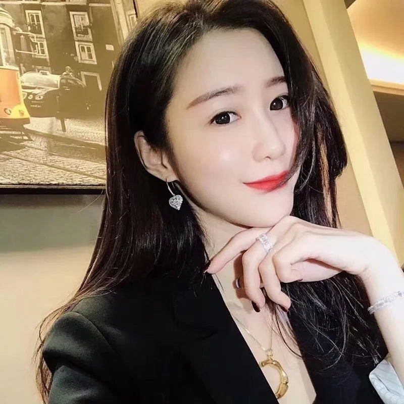 Huitan Heart CZ Drop Earrings | Women's Wedding Jewelry CZ Drop Earrings Axl