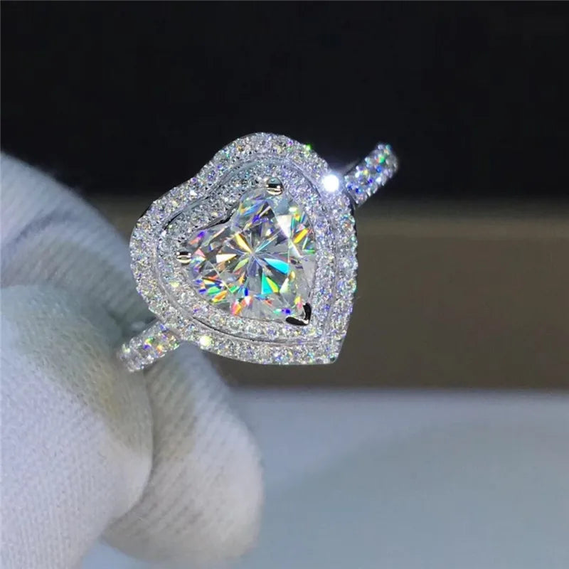 Huitan Heart CZ Ring – Women's Elegant Wedding Band | Sizes 5–14 CZ Fashion Ring Axl