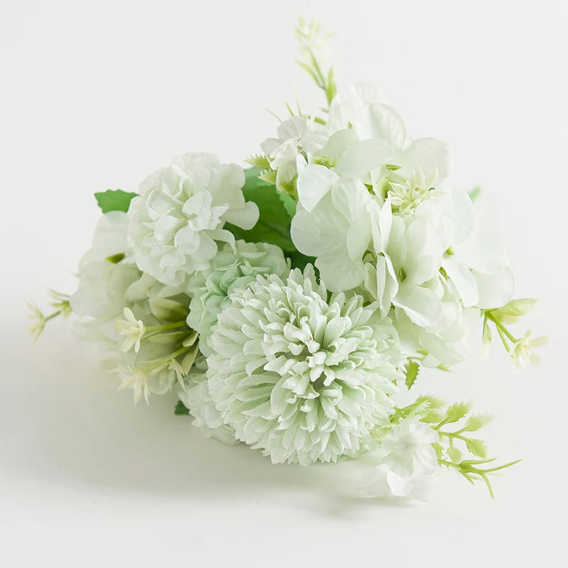 Silk Ball Chrysanthemum Artificial Flowers – Bouquet & Home Decor Artificial Silk Flowers Axl green 2 pcs