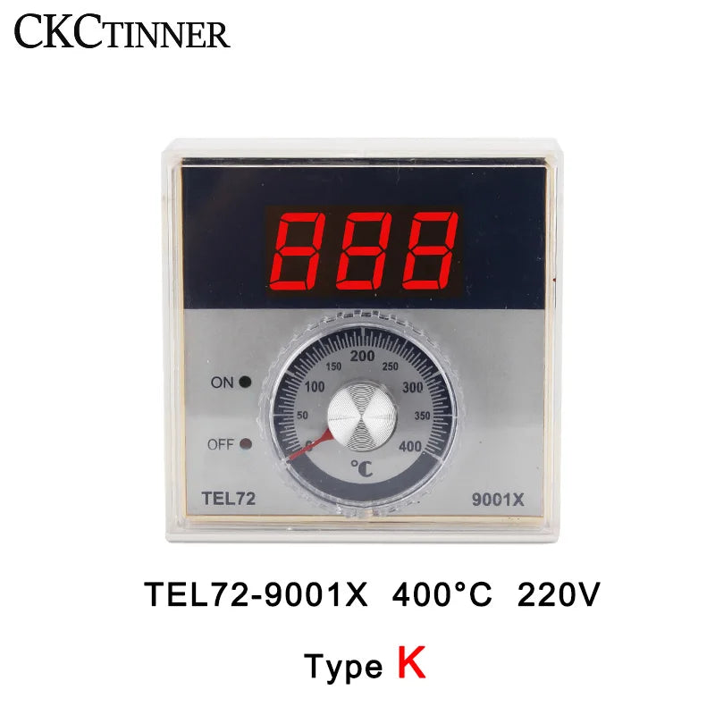 Digital Pointer Temperature Controller K/E Type 220VAC 72×72mm Temperature Controller Axl TEL72 9001X Type K